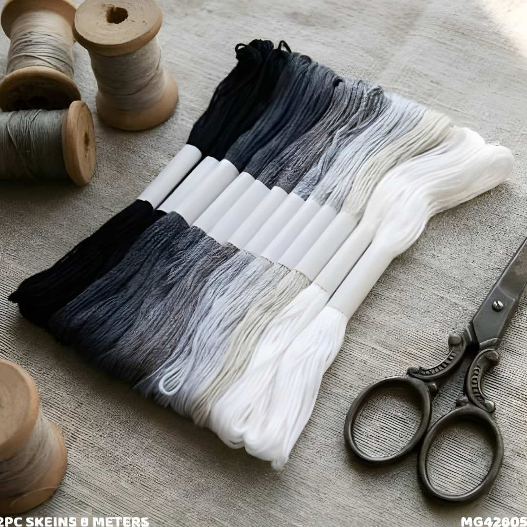Threads Soft Cotton Mix Colours l 8 Meters each l  Pack of 1 contains 12 threads