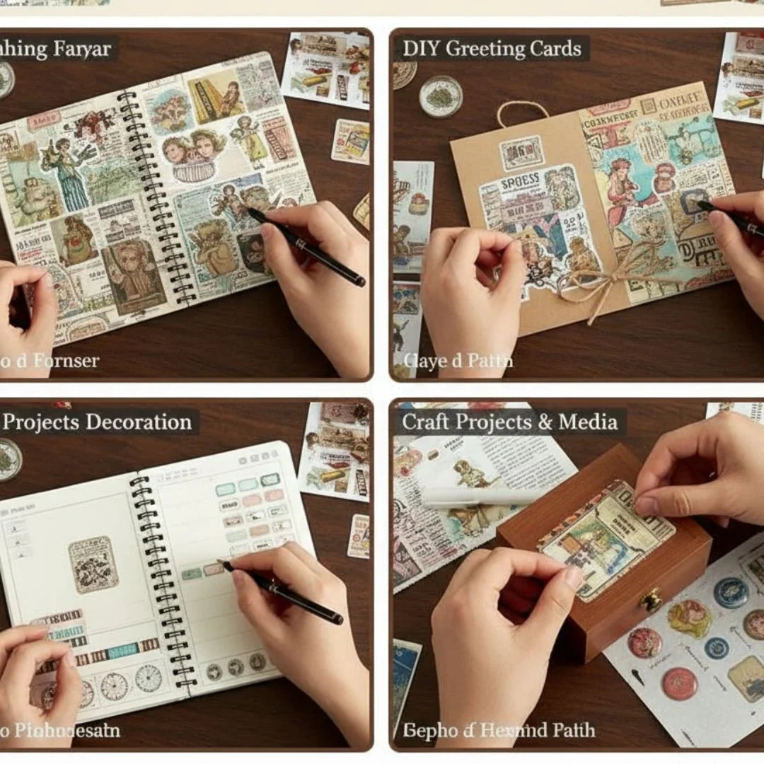 Retro sticker book for journaling and scrapbooking | Pack of 20 sheets