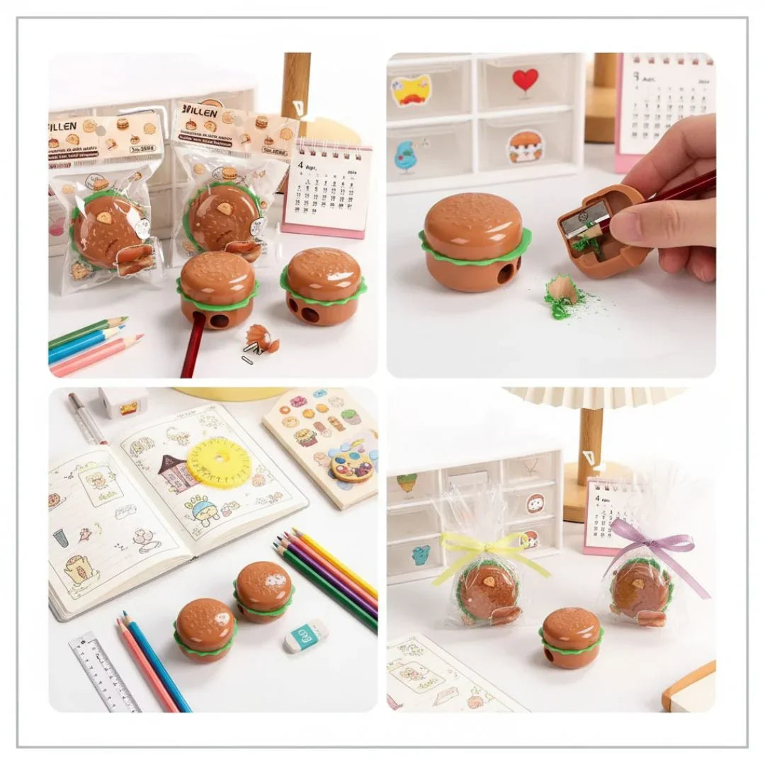 Cute Burger sharpener with two holes l Pack of 1
