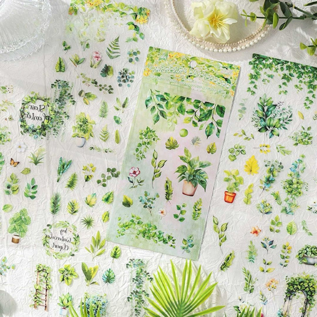 (  ) Aesthetic Floral & Foliage Sticker Collection | Pack of 1 contains 6 sheet