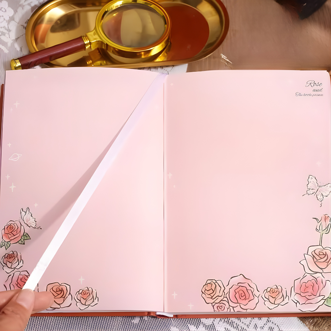 Premium Floral edition- Rose and the little prince Printed Fancy Hardbound Diary l Pack of 1