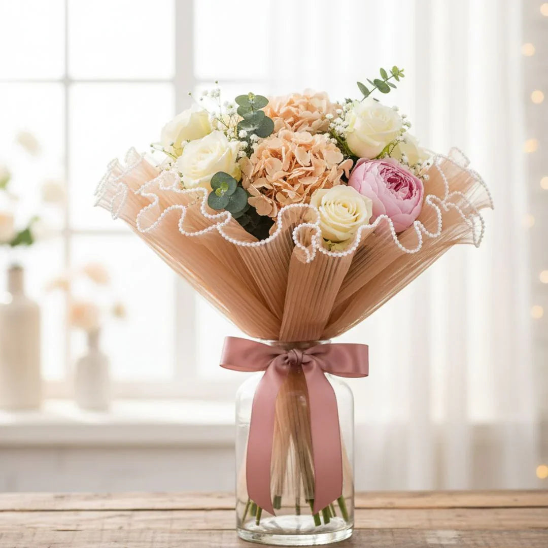 Mg2513I Brown Wrapping Paper Net Wrinkled With Pearl