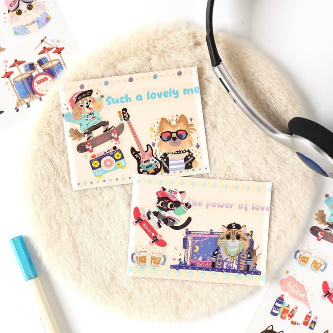 Cute Kawaii Cartoon Animal Stickers | Pack of 1 contains 4 sheets