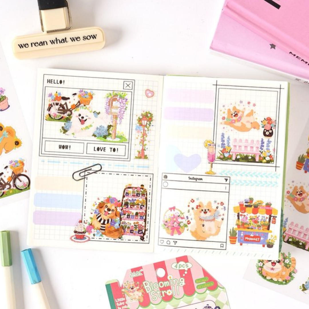 Cute Kawaii Cartoon Animal Stickers | Pack of 1 contains 4 sheets