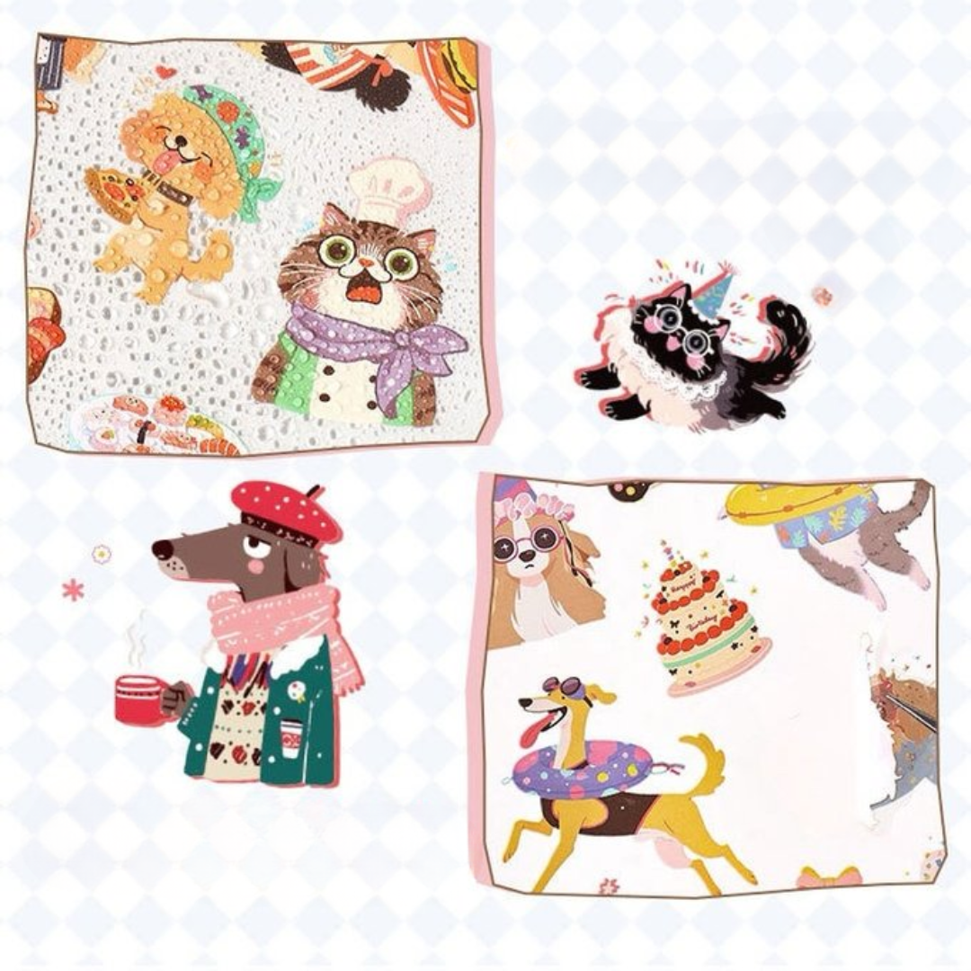 Cute Kawaii Cartoon Animal Stickers | Pack of 1 contains 4 sheets