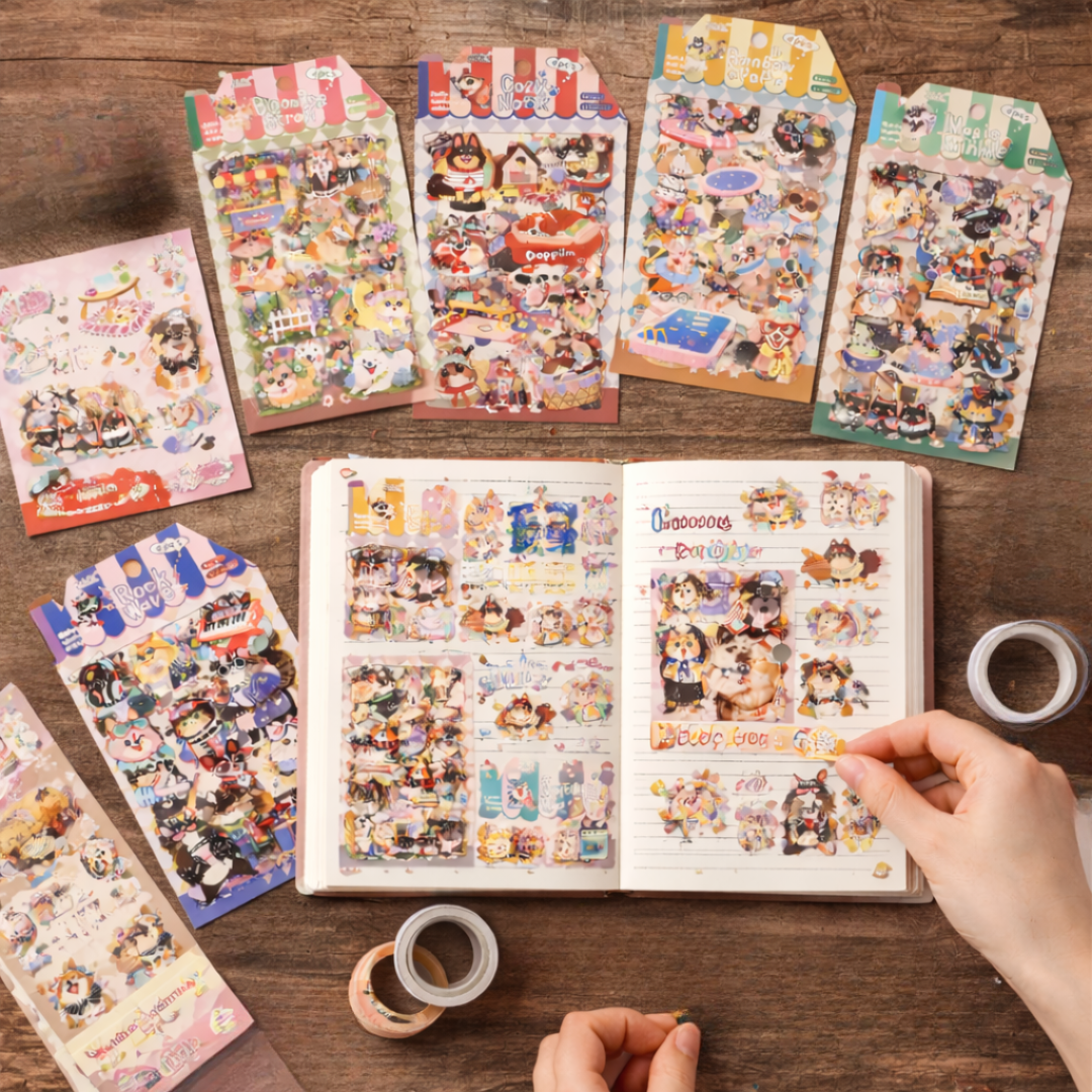 Cute Kawaii Cartoon Animal Stickers | Pack of 1 contains 4 sheets