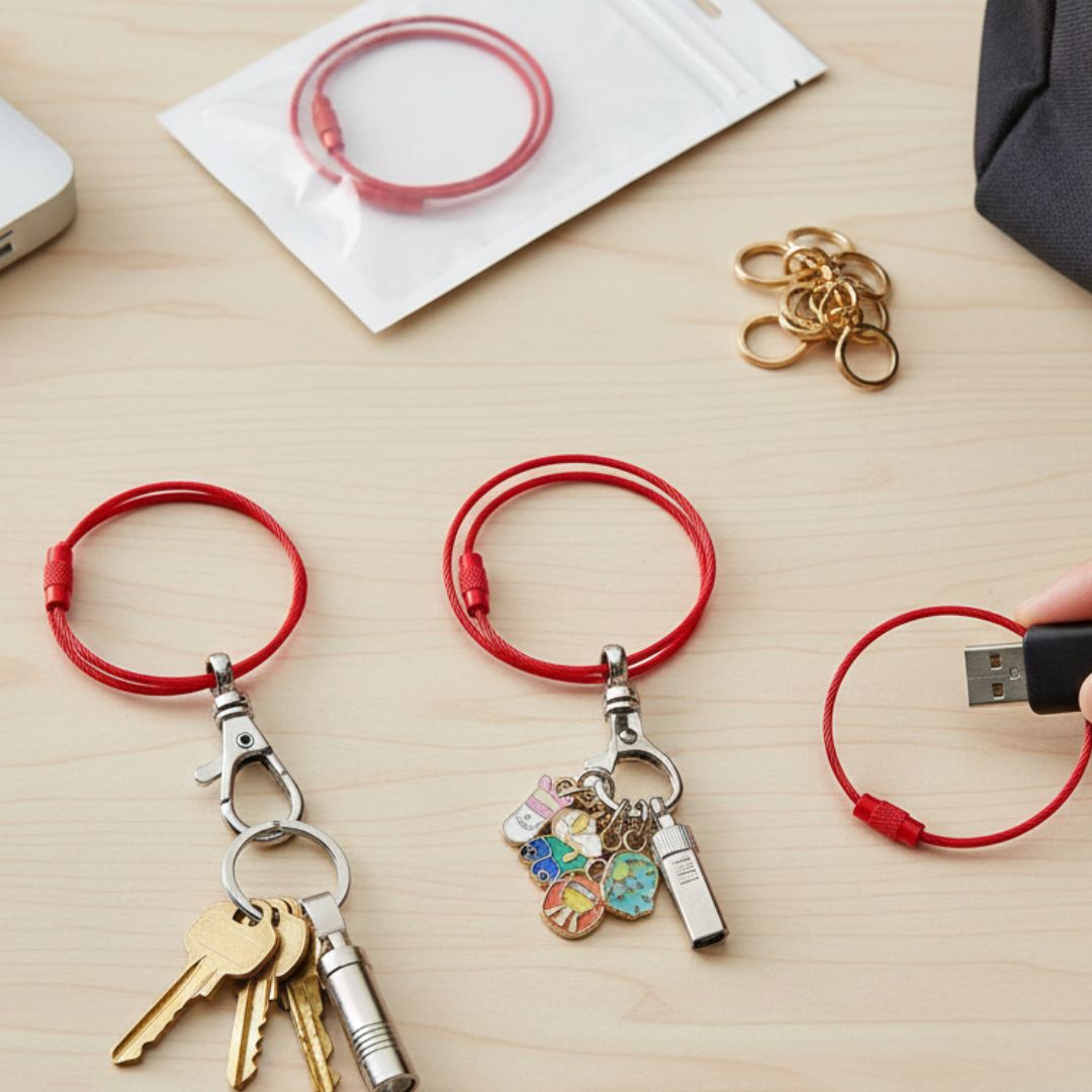 Rkb55R Round Ss 5Pc Keychain Clasp Lock Small Pkt 50Mm