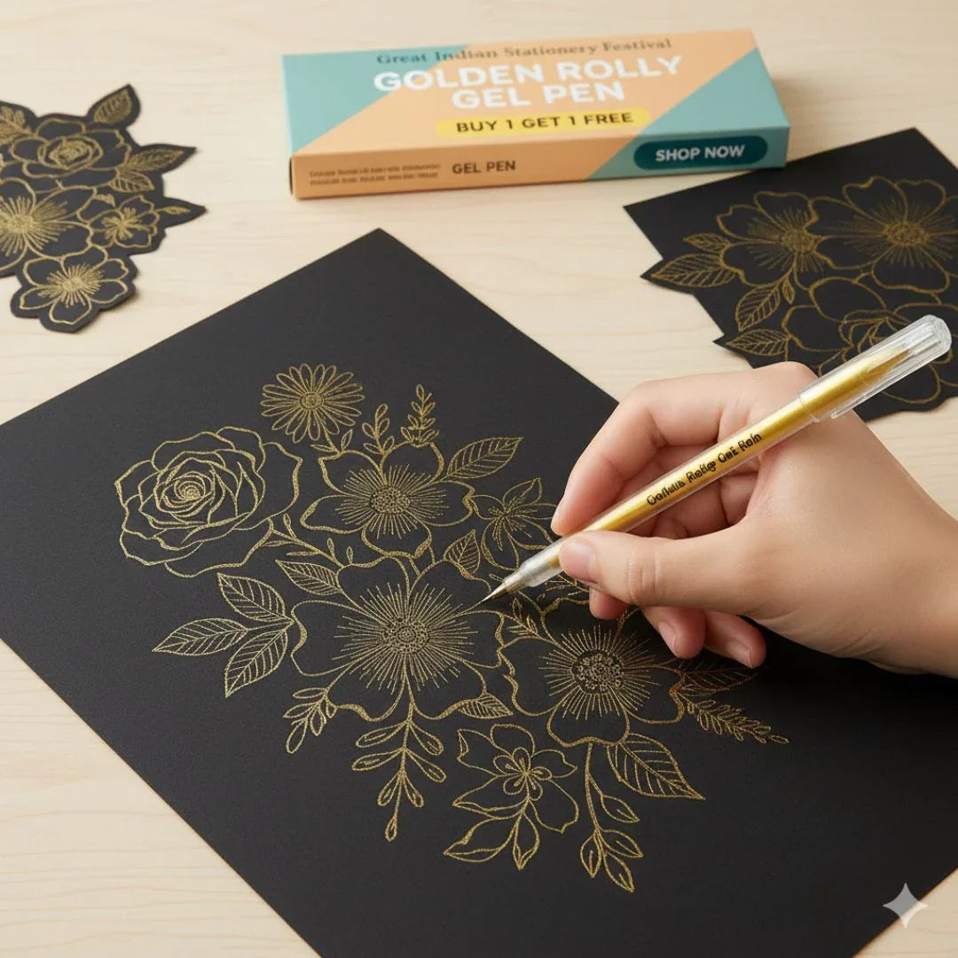 (  ) Golden Rolly Gel Pens For Doodle, Mandala, Sketching 1 unit