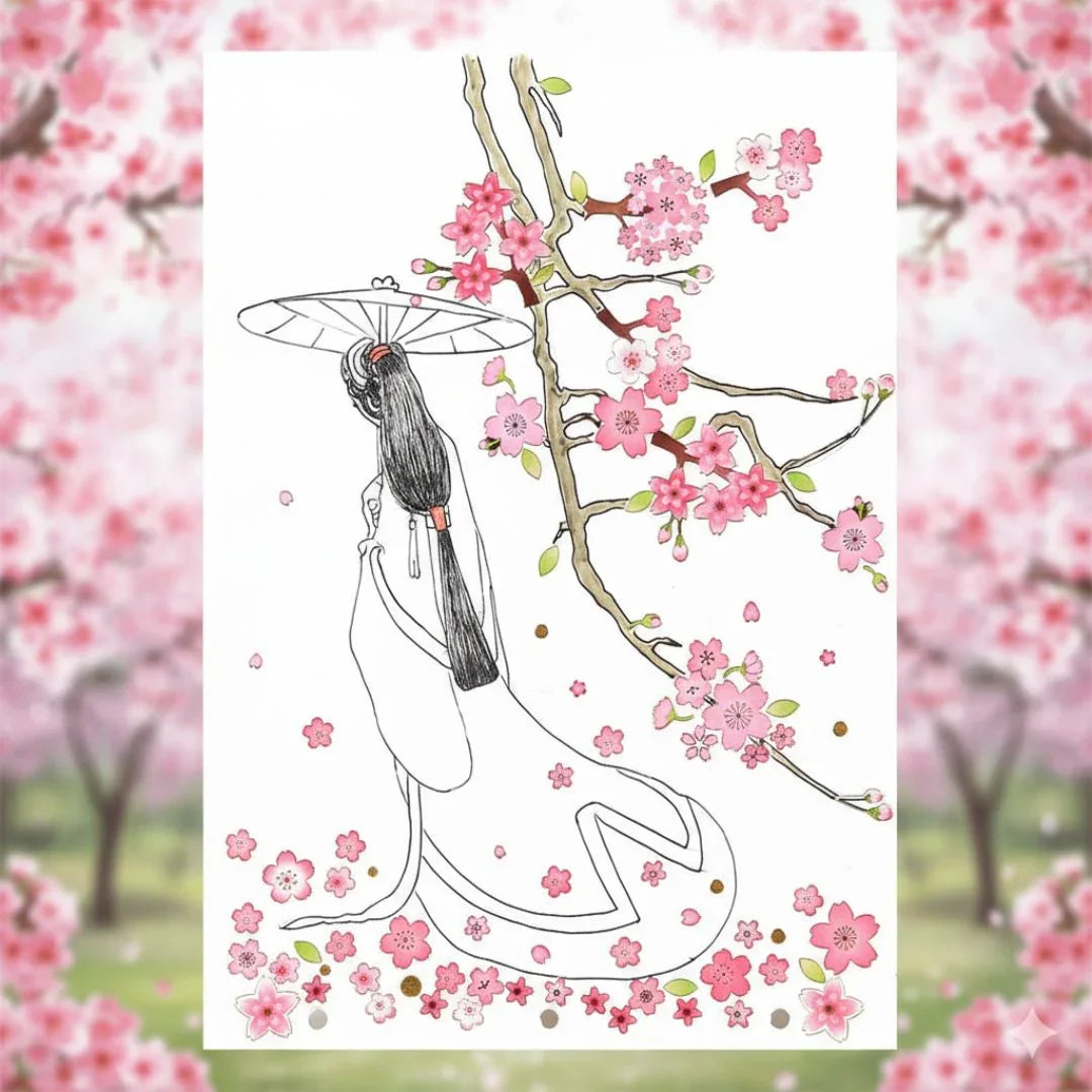 Cherry blossom 3d decorative sticker for journaling and scrapbooking  -Pack of 1 sheet