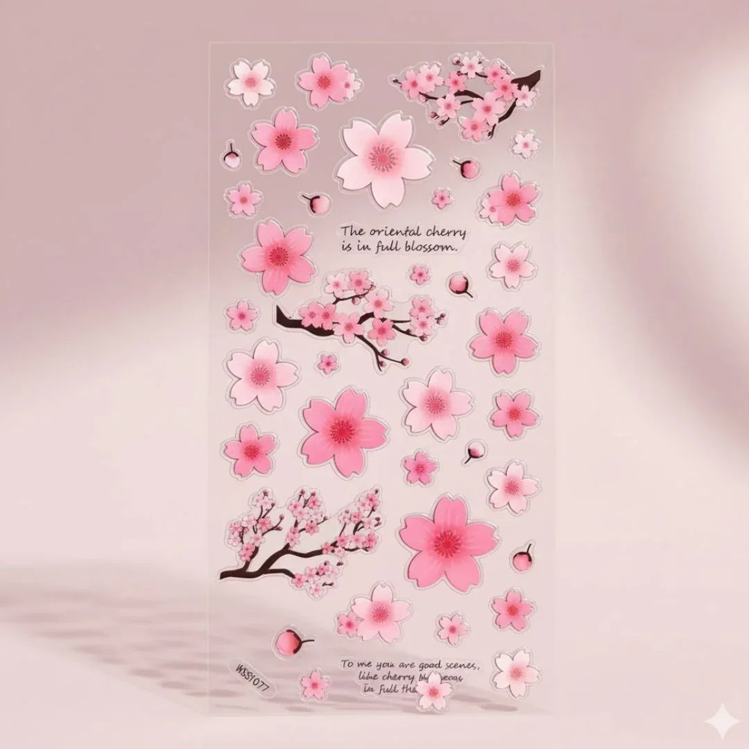 Cherry blossom 3d decorative sticker for journaling and scrapbooking  -Pack of 1 sheet