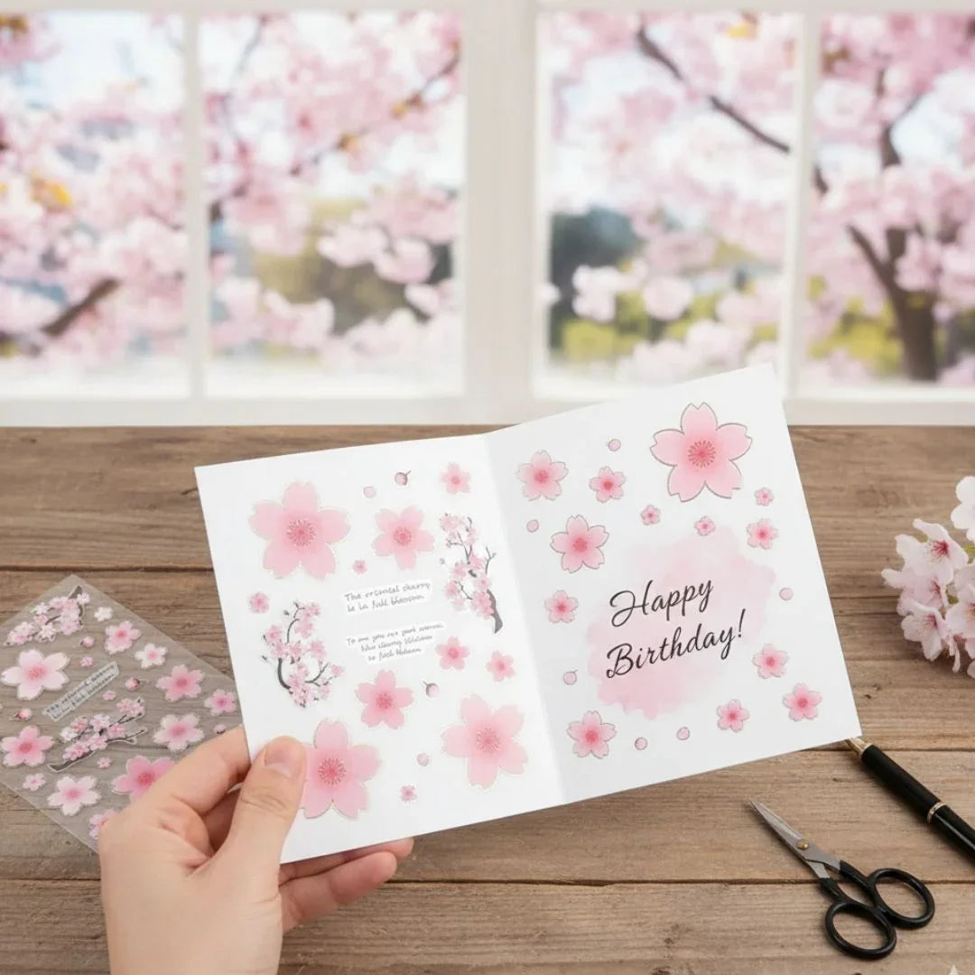 Cherry blossom 3d decorative sticker for journaling and scrapbooking  -Pack of 1 sheet