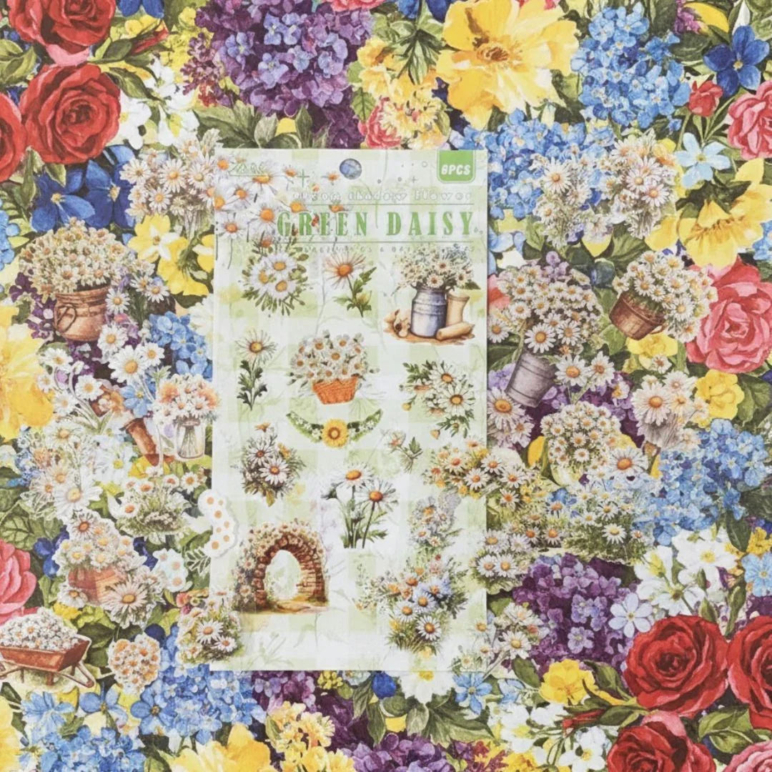 Premium Floral Journaling Stickers l Pack of 6 Sheets l Elegant Floral Stickers for Scrapbooking & Planners
