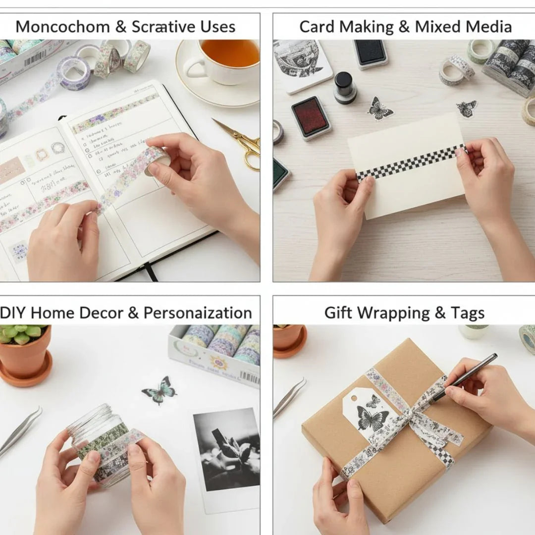 Vintage Black and white  washi tape  (contain 10 unit tapes)