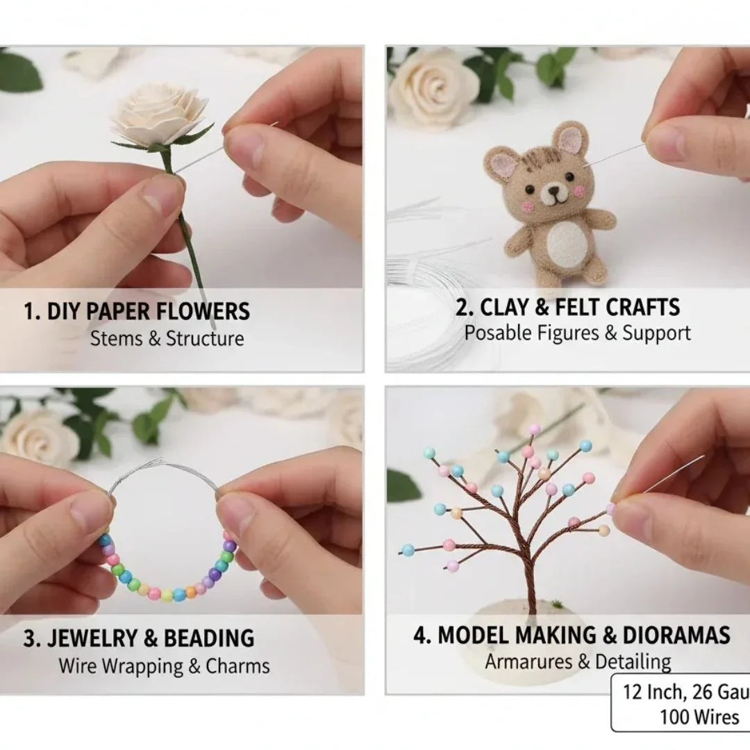 Wire 12Inch 26Gauge 100 White Wr26We