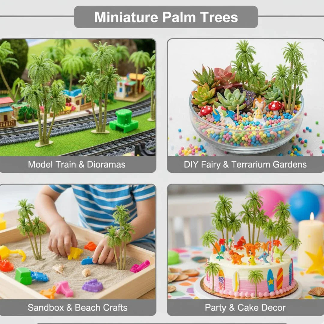 Artificial Miniature 3 Stem Coconut Trees 2 Pcs CS114-GN