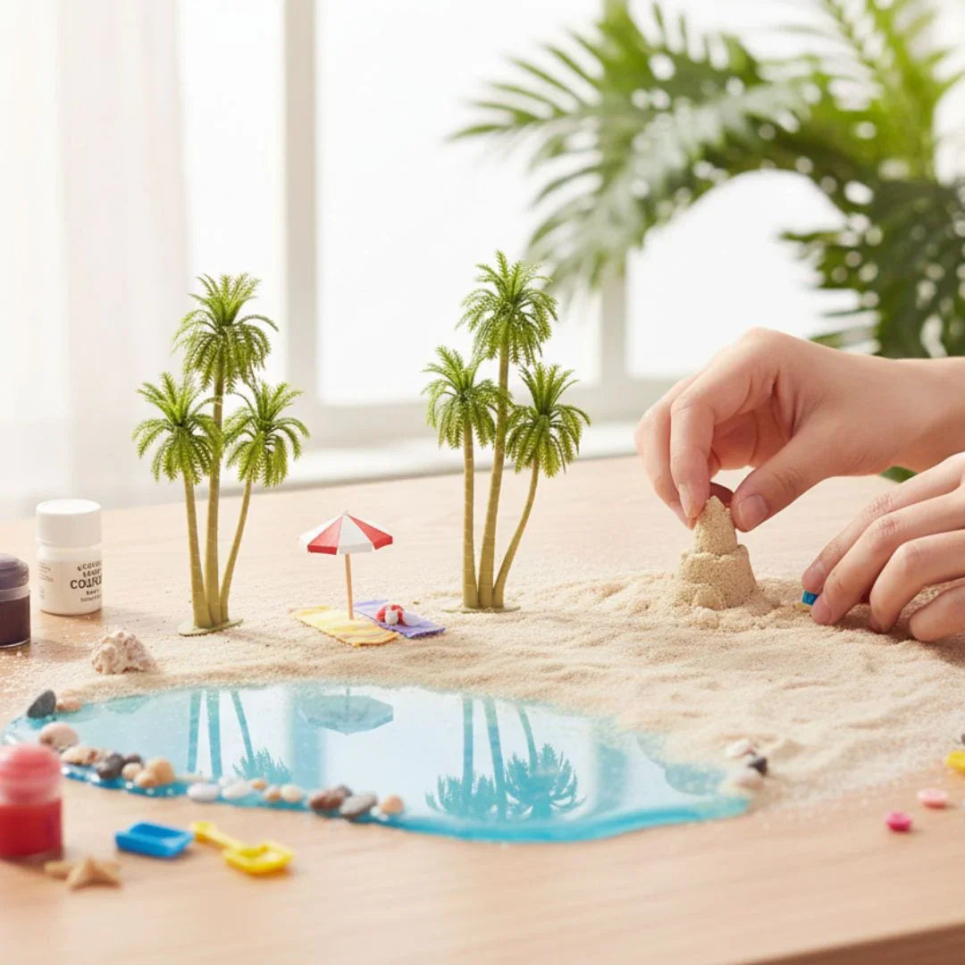Artificial Miniature 3 Stem Coconut Trees 2 Pcs CS114-GN