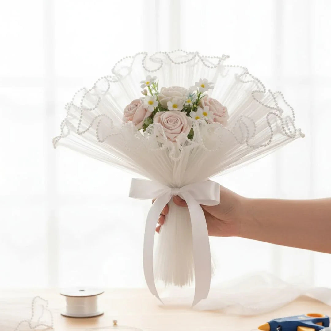 Mg2516D Off White Wrapping Paper Net Wrinkled With Border