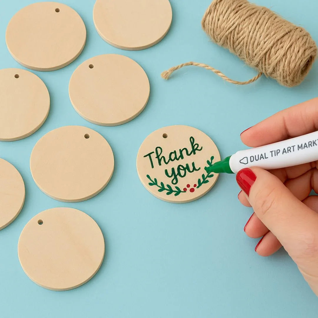 Decorative Wooden Pendant Plain Small 10pc DWB25MM