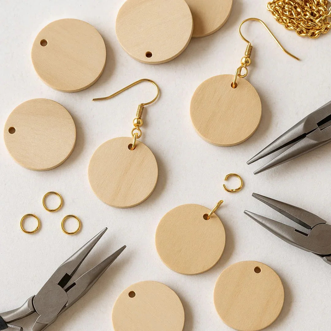 Decorative Wooden Pendant Plain Small 10pc DWB25MM