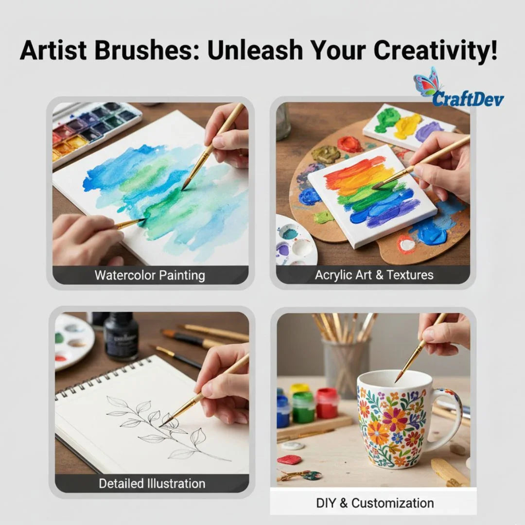 A0002R 6Pc Paint Brush Round C/W Handle