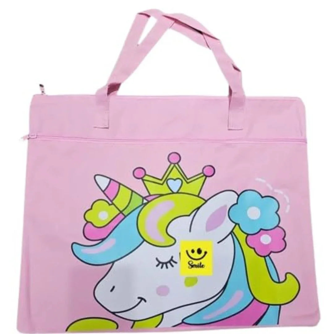 Unicorn Design Art Folder | Large Kids Carry Bag with Zip l Pack of 1
