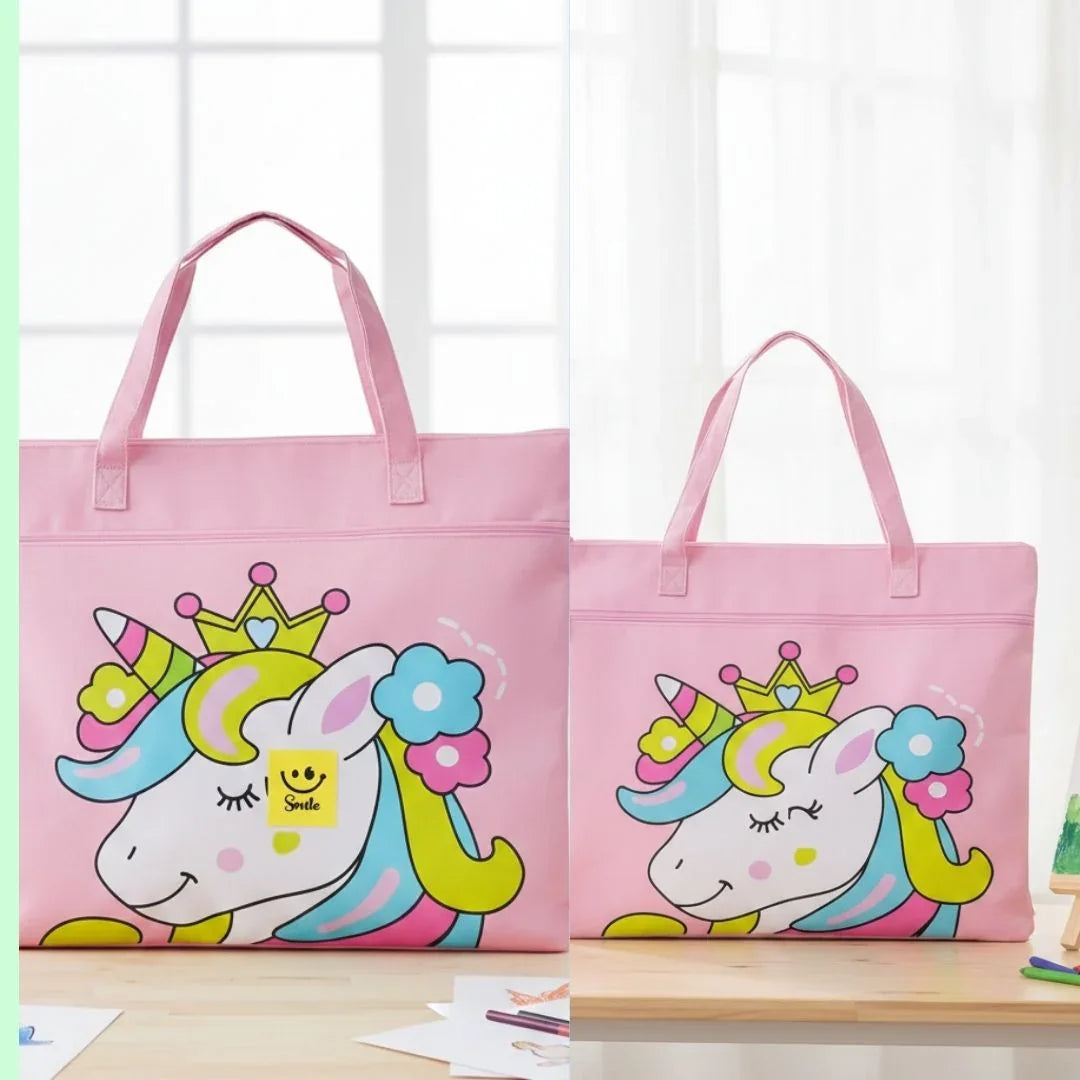 Unicorn Design Art Folder | Large Kids Carry Bag with Zip l Pack of 1