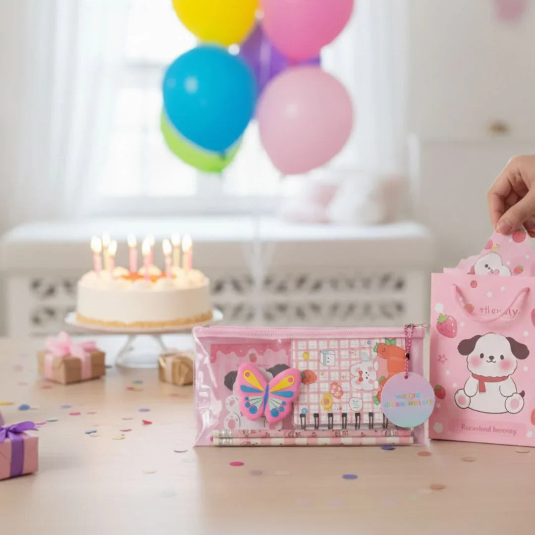 Cute kawaii Butterfly Stationary Set with pouch  | Pack of 1