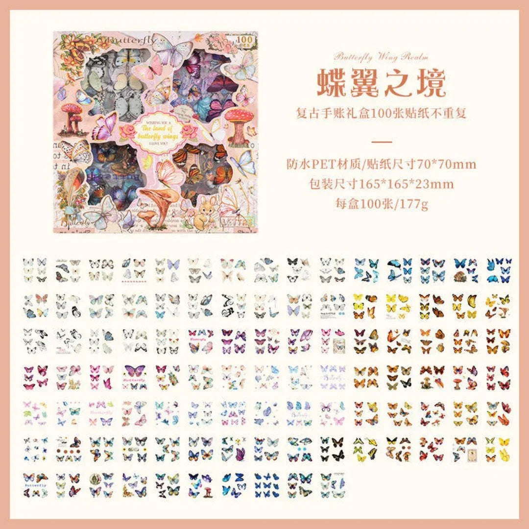 Dyzj101 100Pc Sticker Land Of Butterfly Wings