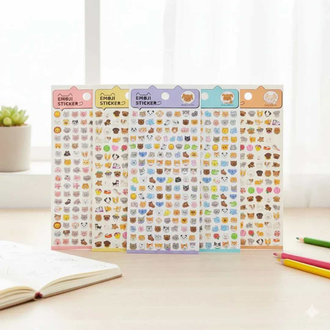 Cute animal emoji sticker l pack of 1 sheet