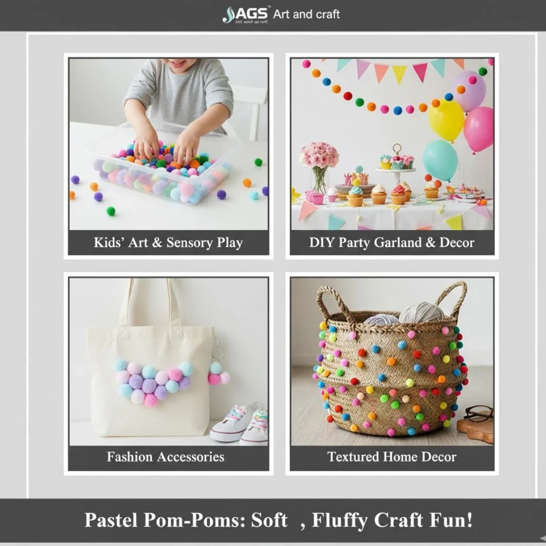 Poam Poam Ball Pastel Colors 4CM 10Pics PPB03