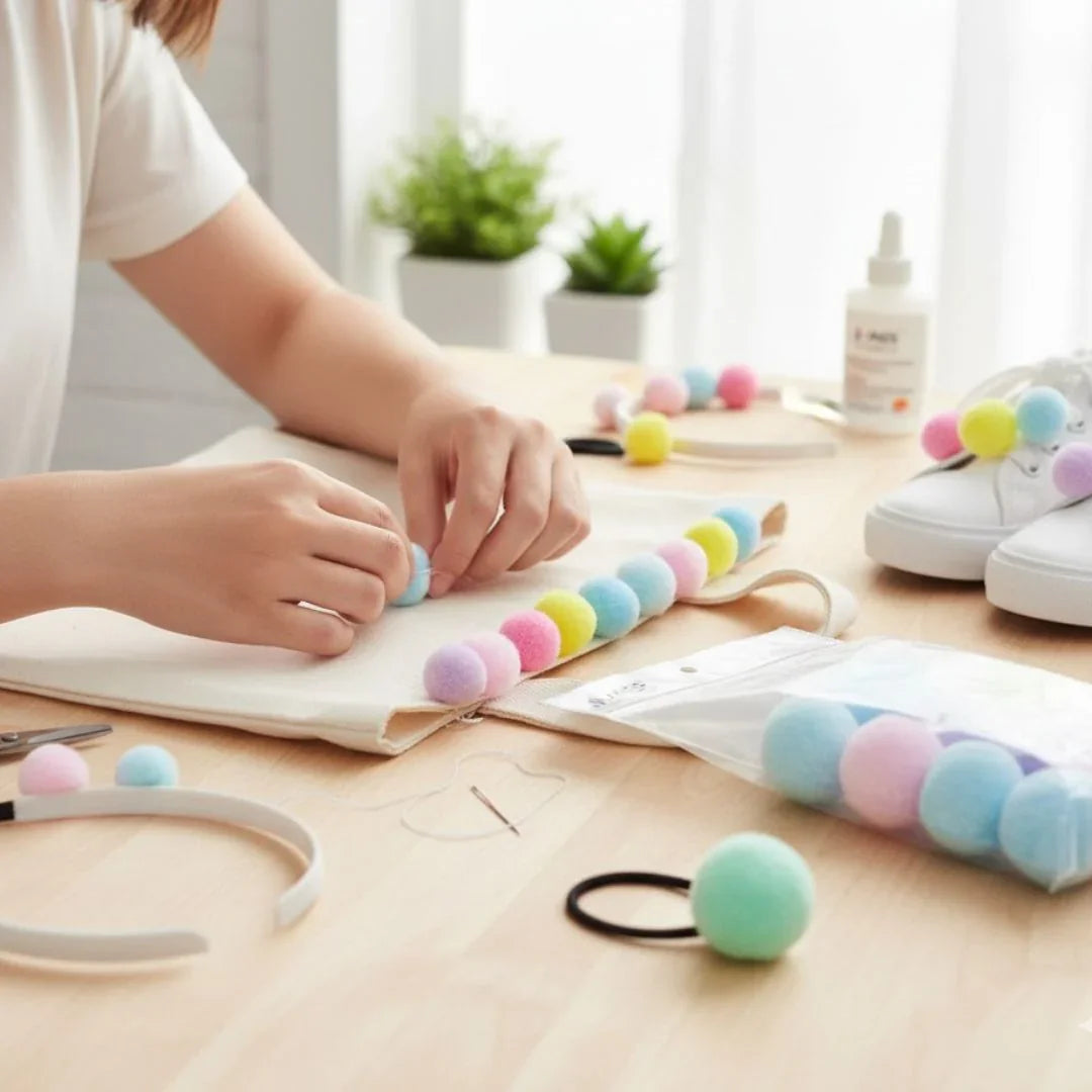 Poam Poam Ball Pastel Colors 4CM 10Pics PPB03