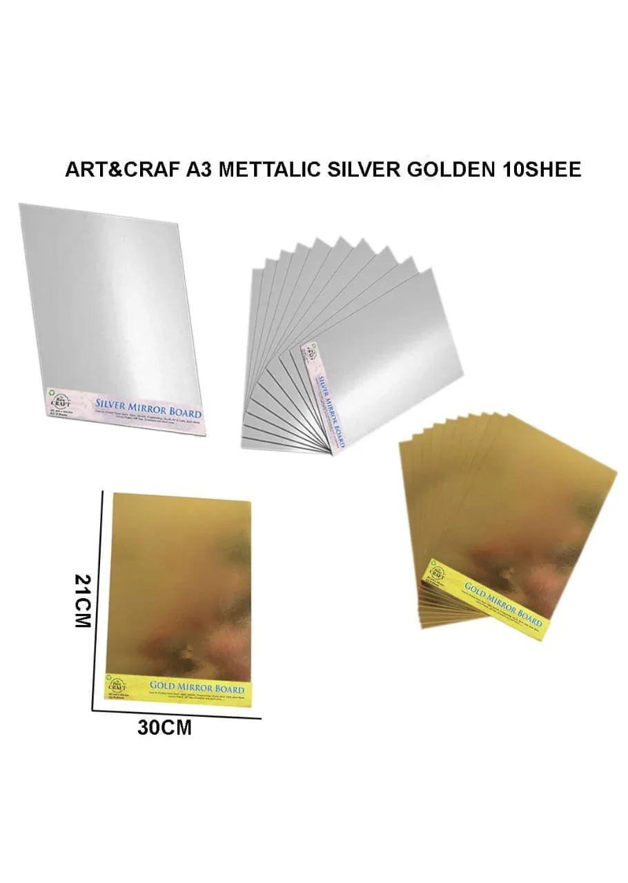 A3 Mettalic Silver Golden Paper 10Sheet