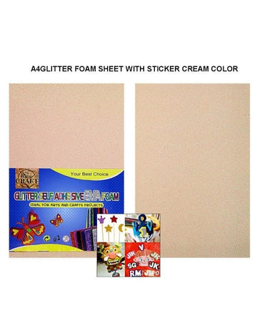 A4 Glitter Foam Sheet With Sticker Cream Ch4-A4Cr