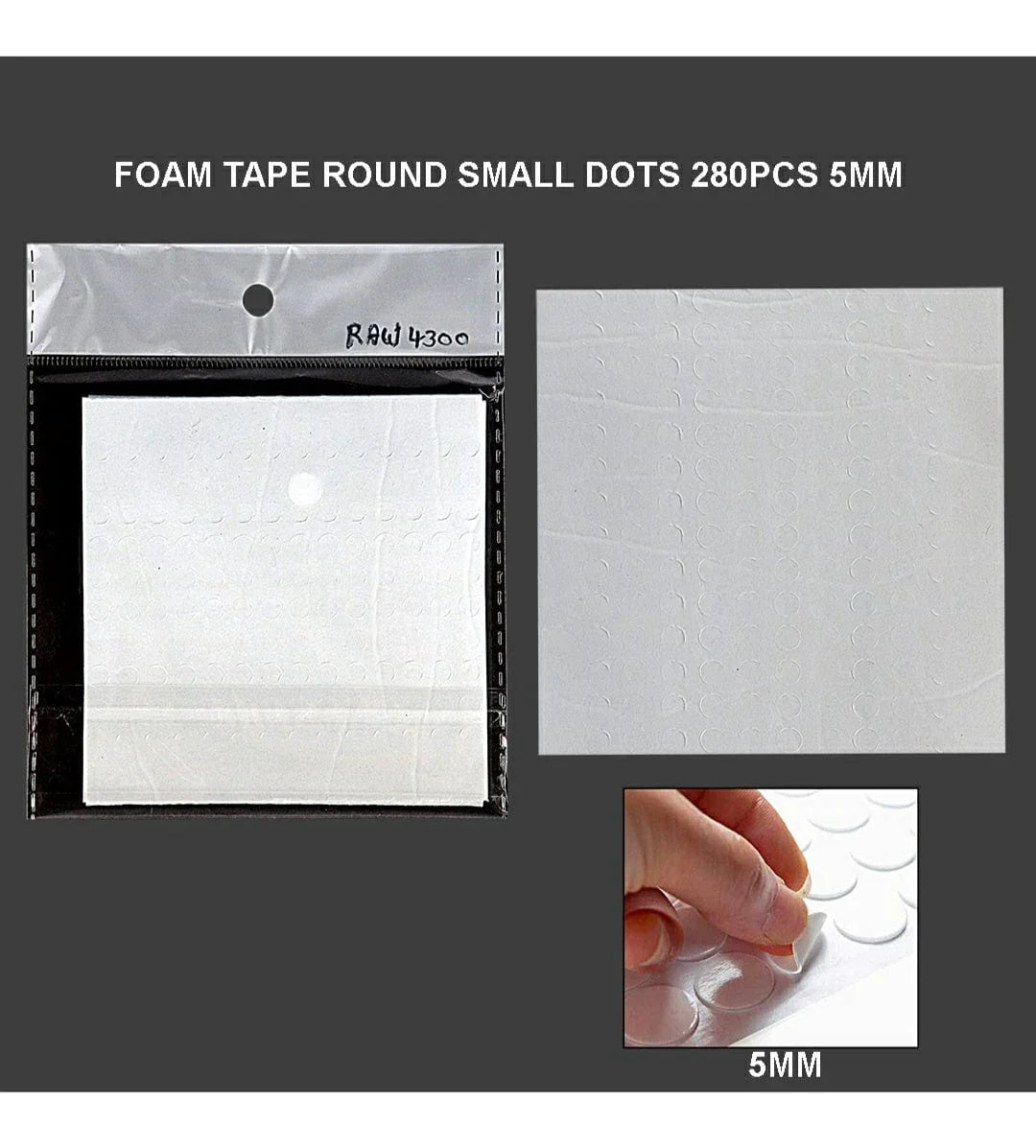 Foam Tape Round Dots 5Mm 280Pcs Small Raw4300