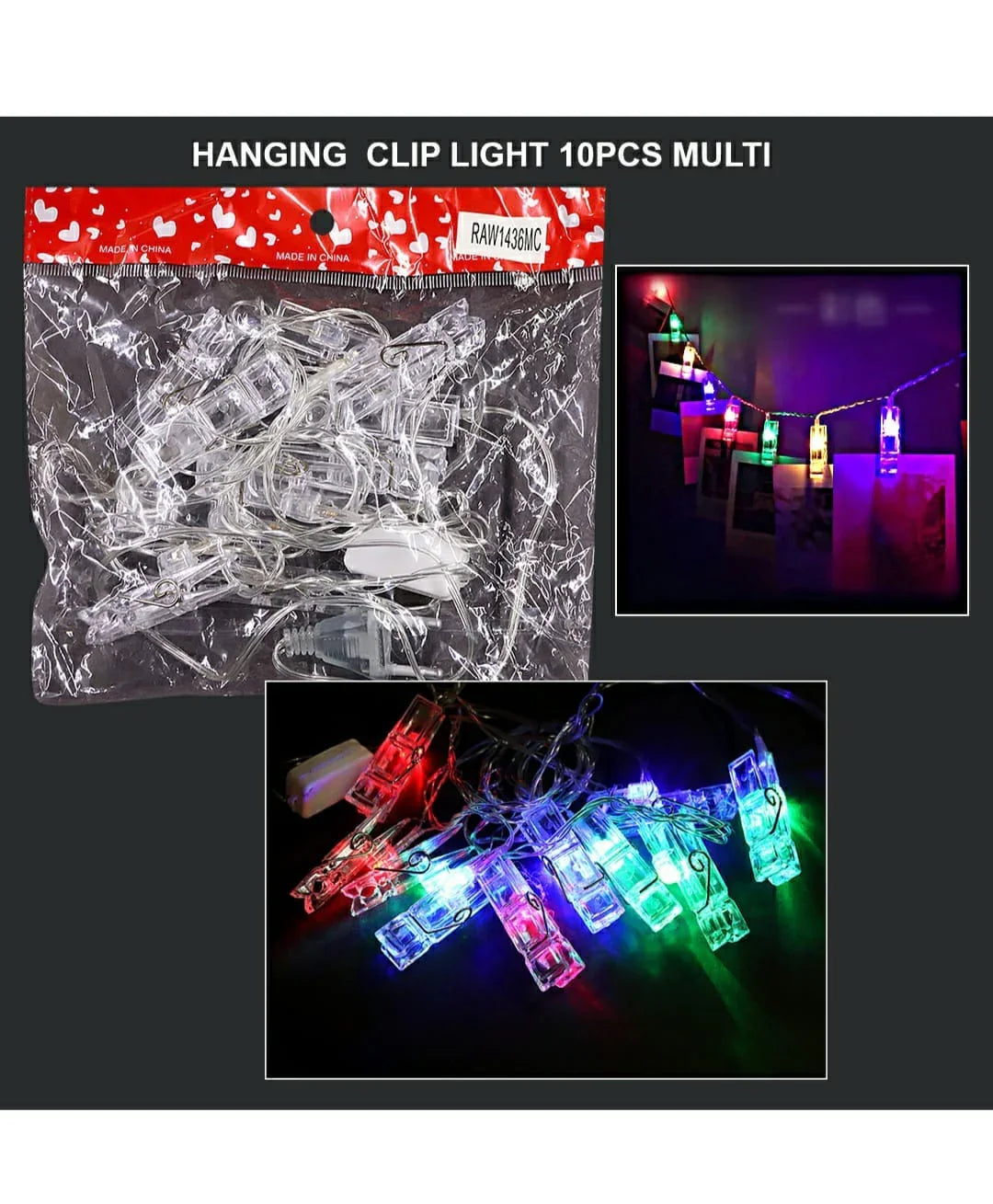 Hanging Clip Light 10Pcs Multi Raw1436-Mc