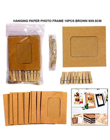 Hanging Paper Photo Frame 10Pcs Brown 9X9.5Cm Raw4029