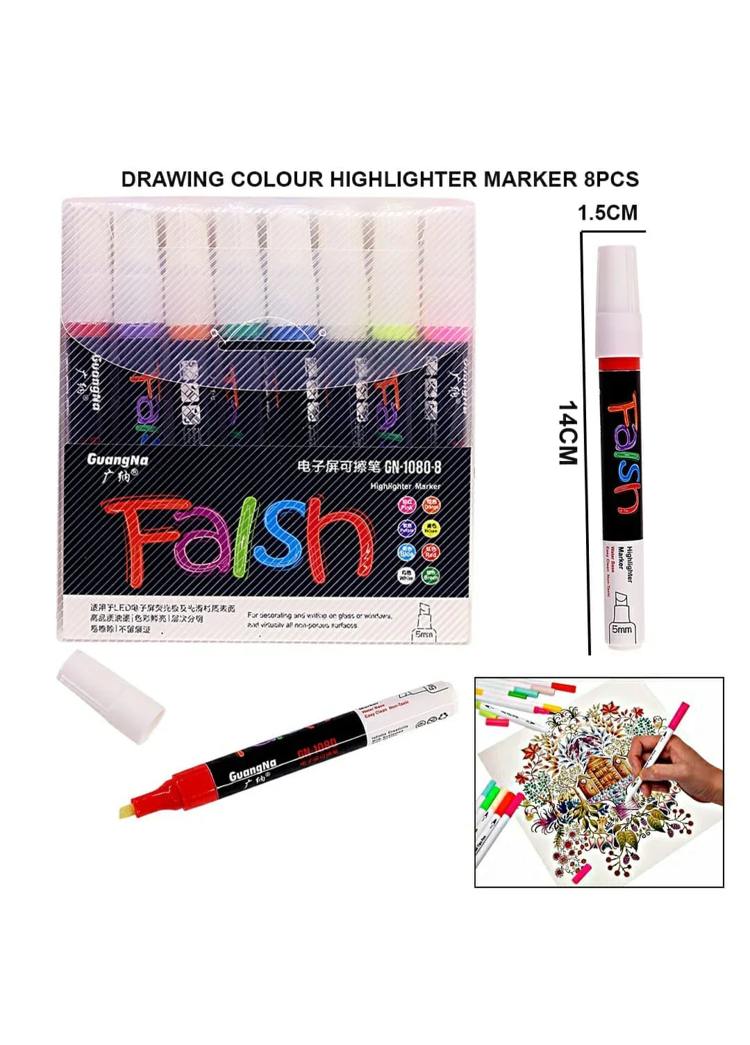 Highlighter Marker 8Pcs Gn1080-8