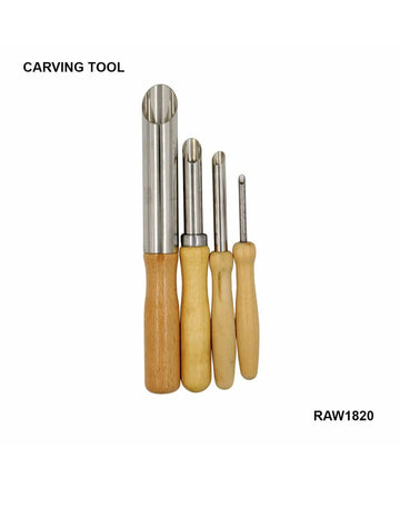 Wooden Carving Set 4Pcs Round Raw-1820