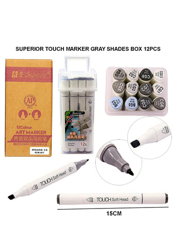 Superior Touch Marker Gray Shades Box 12Pcs Ms888-12Gr
