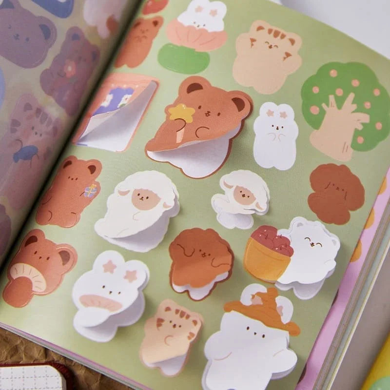 ( Book  Book ) Premium Kawaii Bear paper sticker book for journaling and scrapbooking- Pack of 15 sheets- 250 Stickers