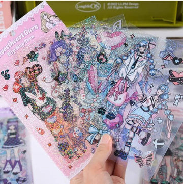 Cute Anime girls  waterproof pet sticker for journaling and scrapbooking- Pack of 6 sheets