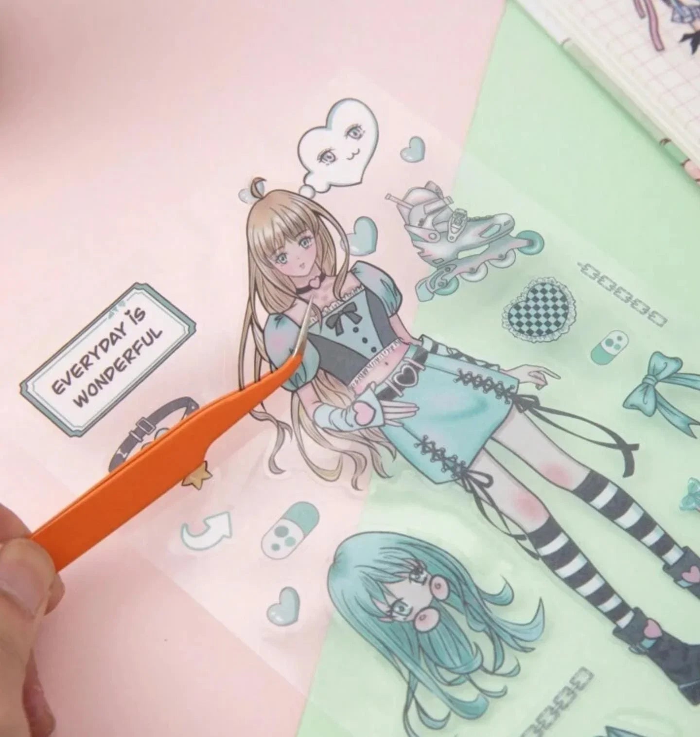Cute Anime girls  waterproof pet sticker for journaling and scrapbooking- Pack of 6 sheets