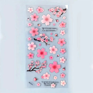 Cherry blossom 3d decorative sticker for journaling and scrapbooking  -Pack of 1 sheet