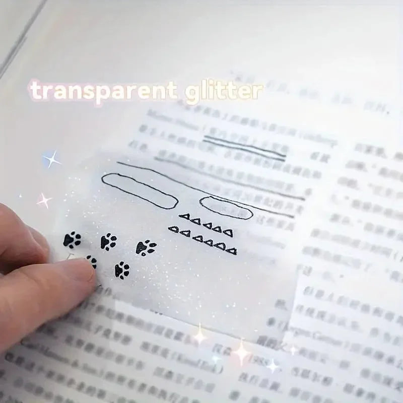 (  ) Kawaii glitter transparent paw sticky notes l 50 sheets