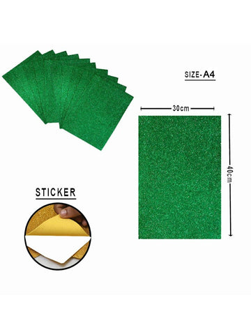 A4 Glitter Foam Sheet With Sticker D.Green Ch4-A4Dgn