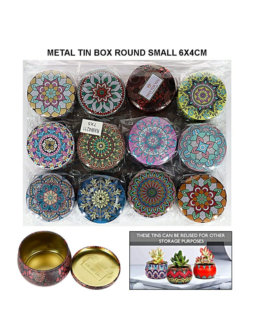 Metal Tin Box Round Small 7X5Cm Raw4211