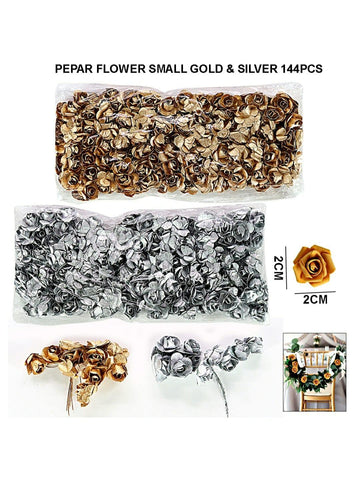 Paper Flower Small Gold Silver 144Pcs Pfsgdsr Raw32-1