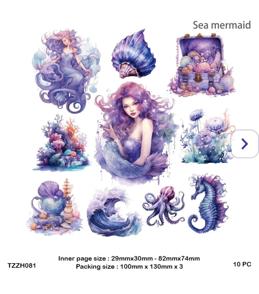 Tzzh081 Mermaid Retro Story Sticker Pack 20Pc