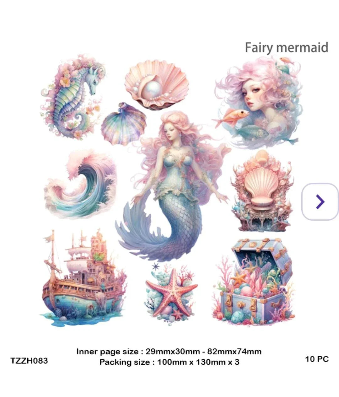 Tzzh083 Mermaid Retro Story Sticker Pack 20Pc