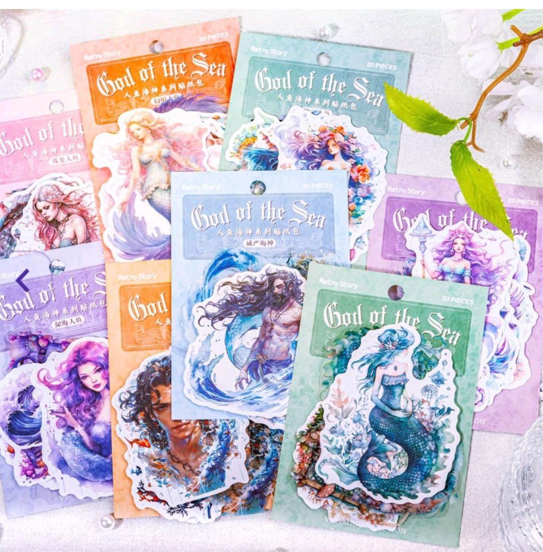 Tzzh083 Mermaid Retro Story Sticker Pack 20Pc